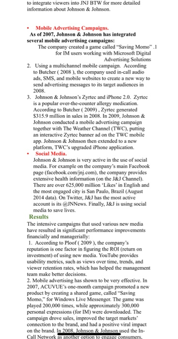 JOHNSON & JOHNSON USES NEW MEDIA MARKETING The