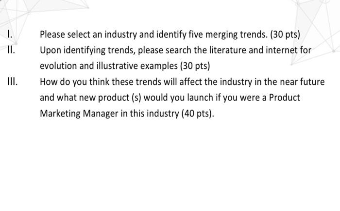 - II. Please select an industry and identify five