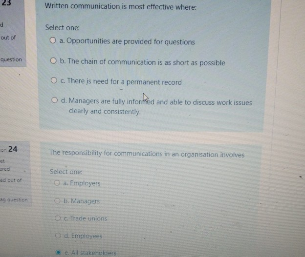 23 Written communication is most effective where: