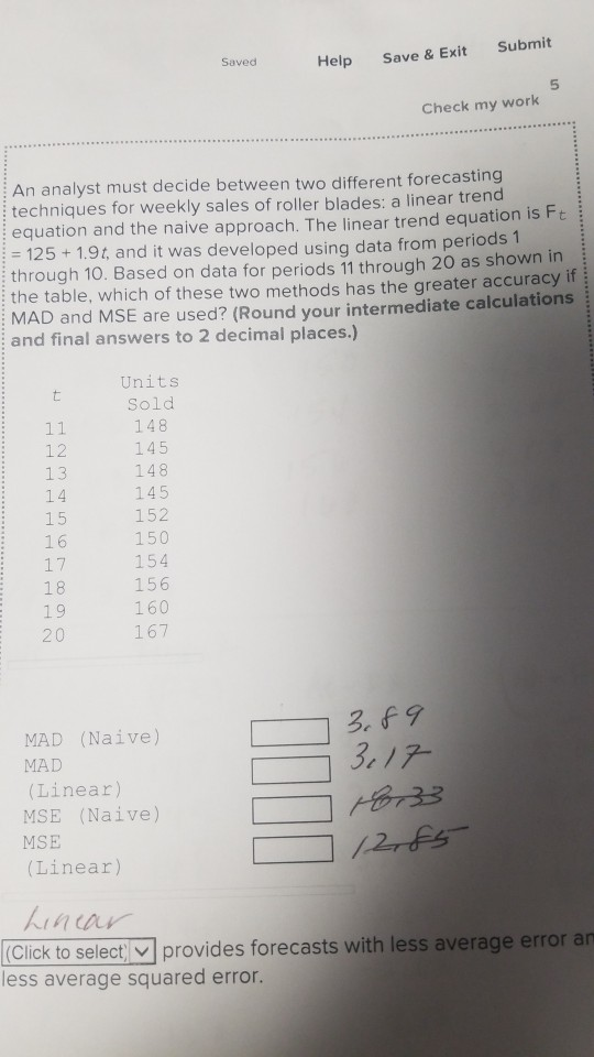 Submit Save & Exit Help Saved Check my work An