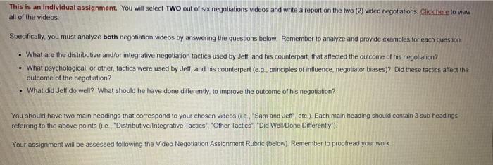 This is an individual assignment. You will select