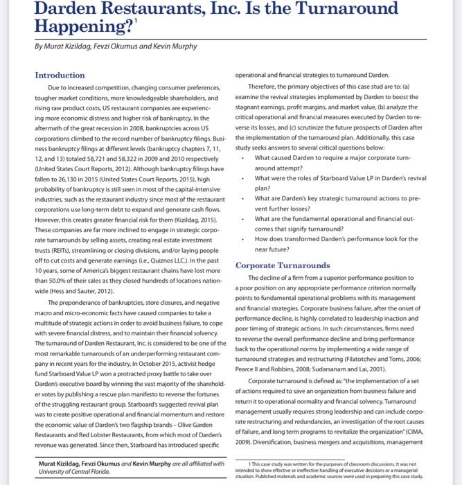 The Darden Global Supply Chain please read and