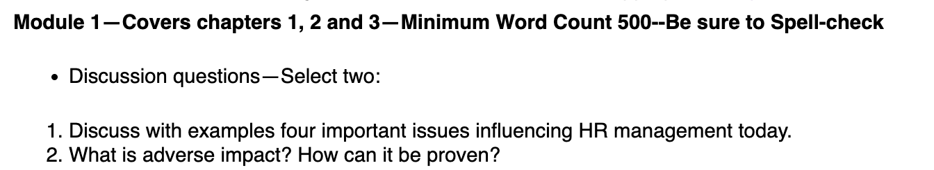 Module 1 Covers chapters 1,2 and 3 Minimum Word