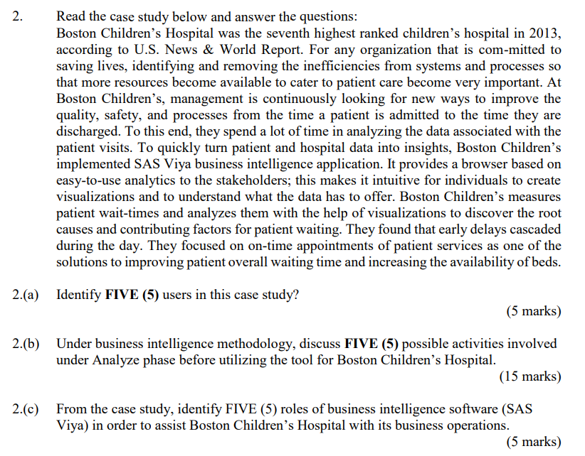 2. Read the case study below and answer the