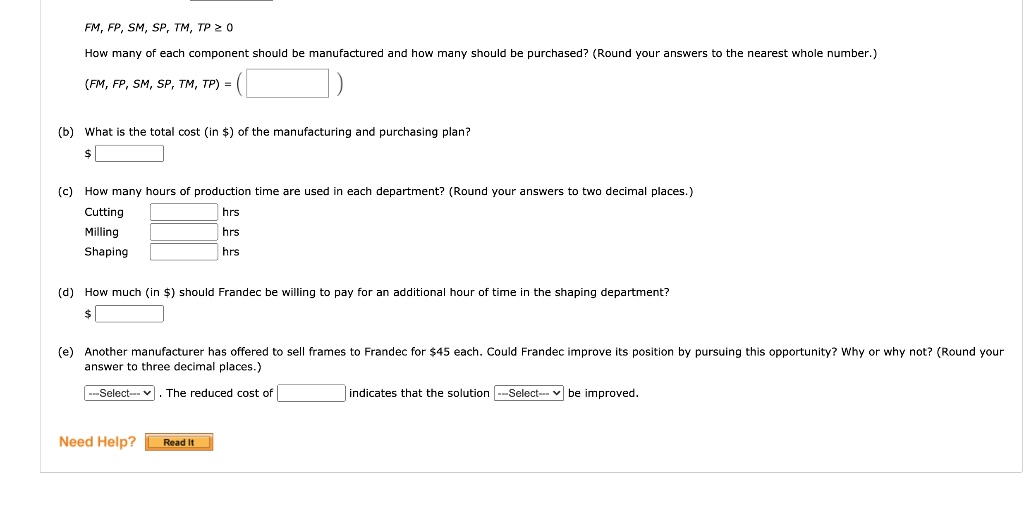 A linear programming computer package is needed.