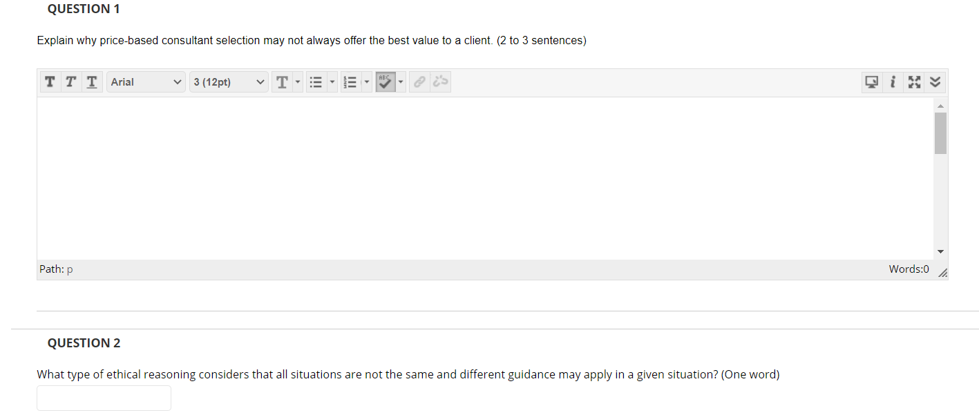QUESTION 1 Explain why price-based consultant