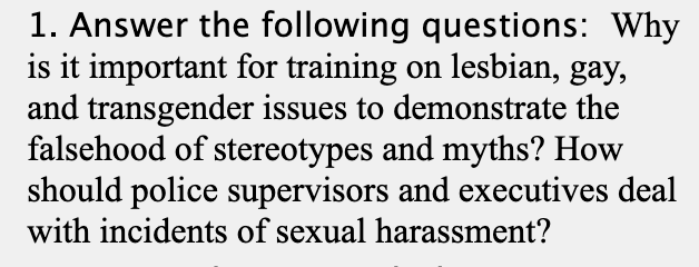 1. Answer the following questions: Why is it