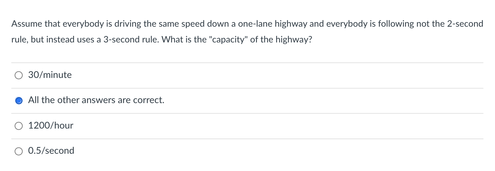 a Assume that everybody is driving the same speed