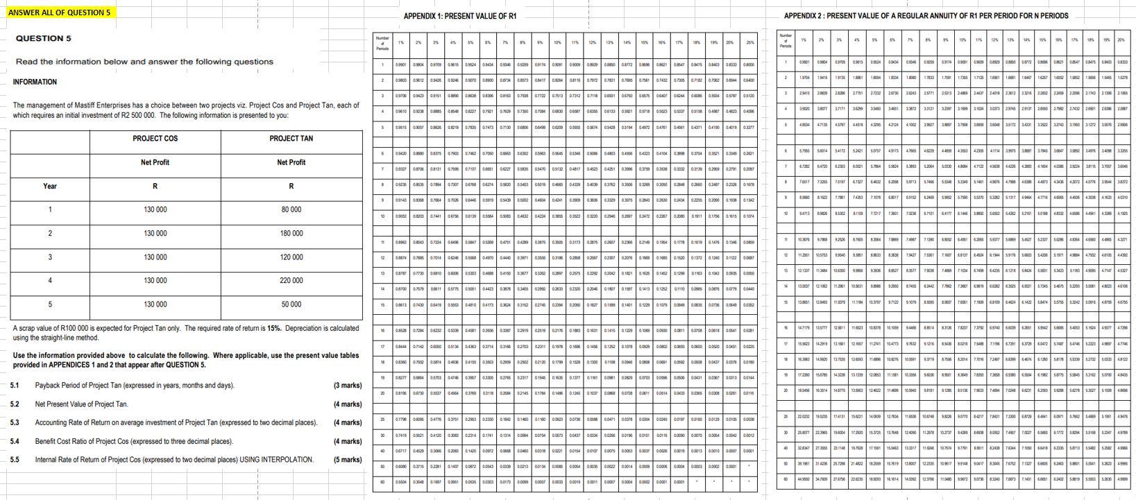 ANSWER ALL OF QUESTION 5 QUESTION 5 Read the
