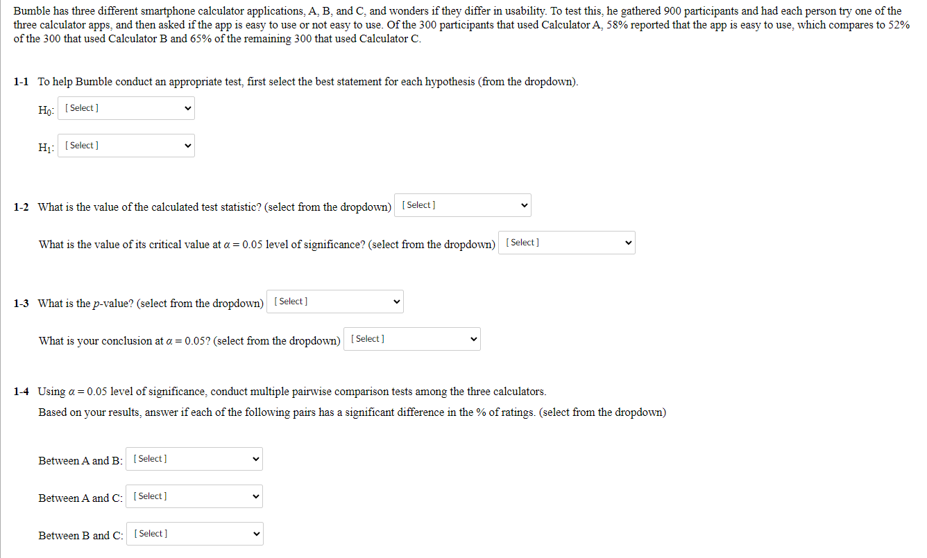 Bumble has three different smartphone calculator