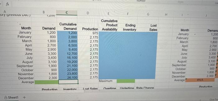 0 Excel Online Activity: Aggregate Planning
