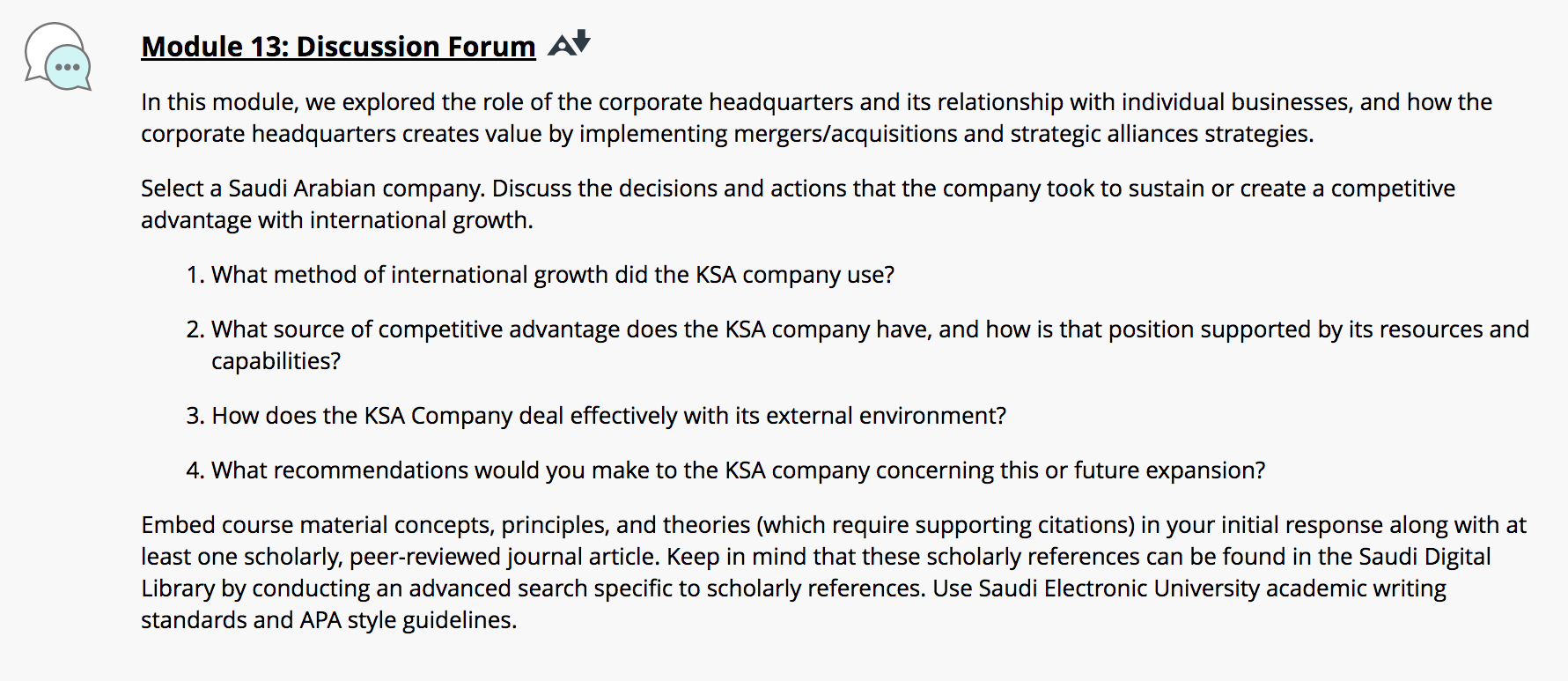 Module 13: Discussion Forum A In this module, we