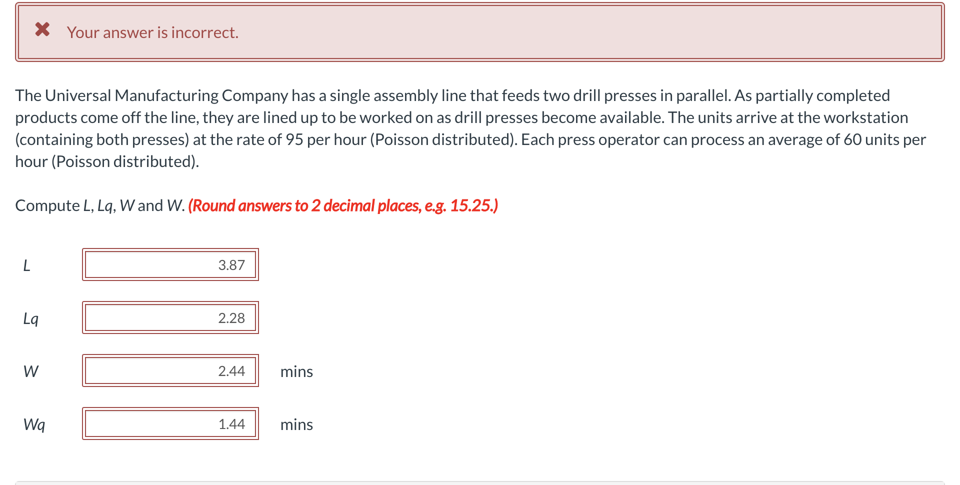 X Your answer is incorrect. The Universal