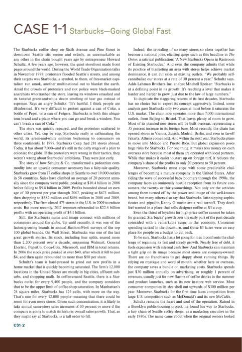 CASE 1-1 Starbucks-Going Global Fast WRITTEN CASE