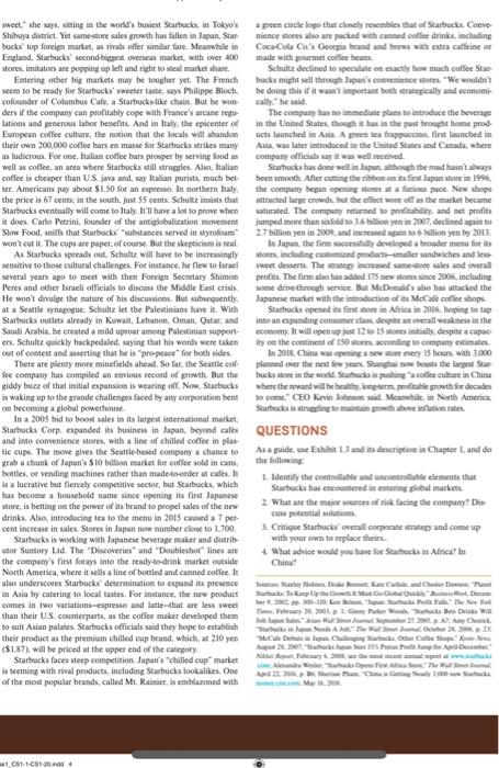 CASE 1-1 Starbucks-Going Global Fast WRITTEN CASE