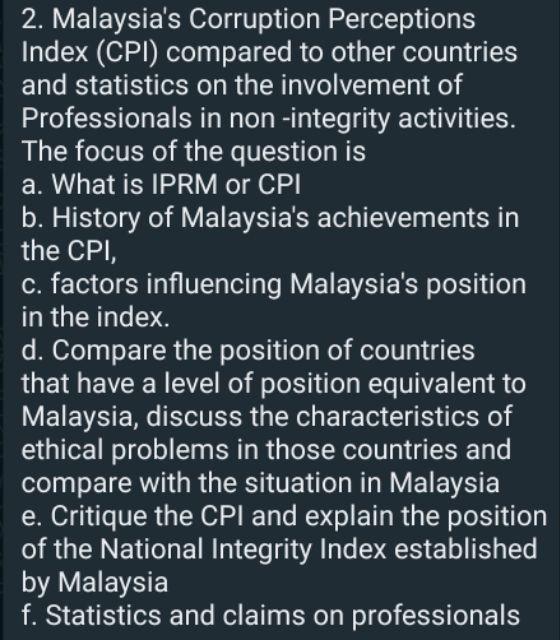 2. Malaysia's Corruption Perceptions Index (CPI)