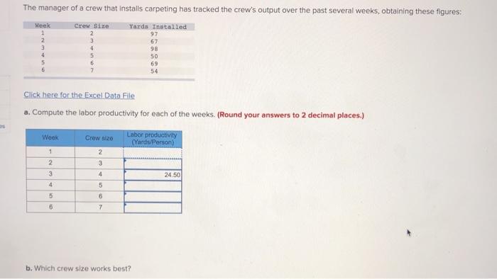 The manager of a crew that installs carpeting has