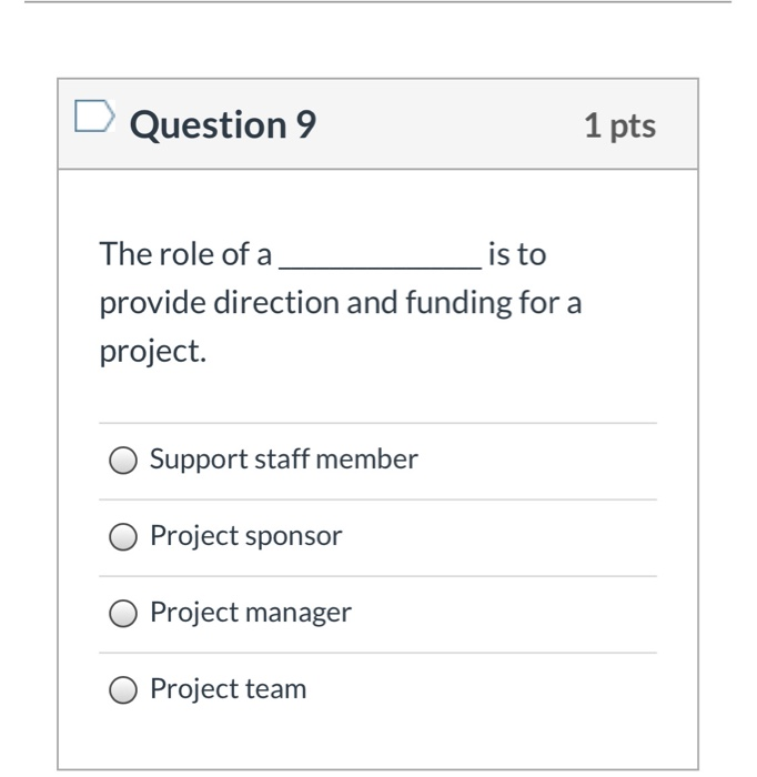 Question 1 1 pts What do the Project Scope