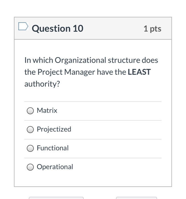 Question 1 1 pts What do the Project Scope