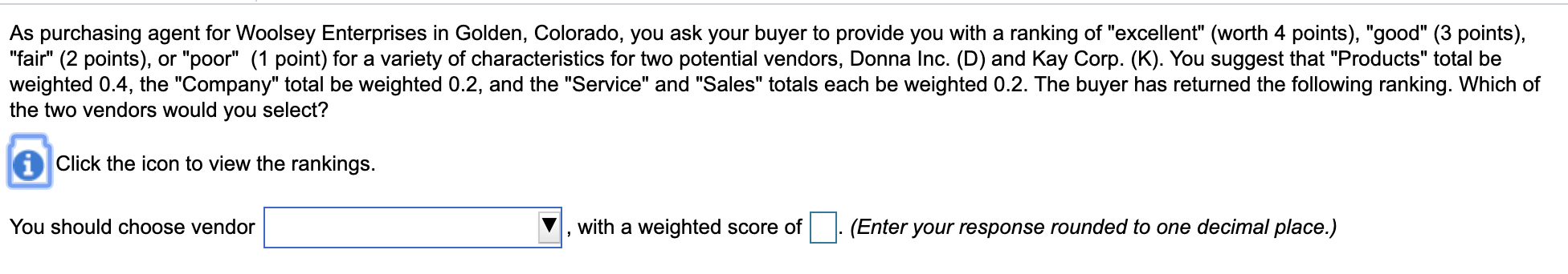 As purchasing agent for Woolsey Enterprises in