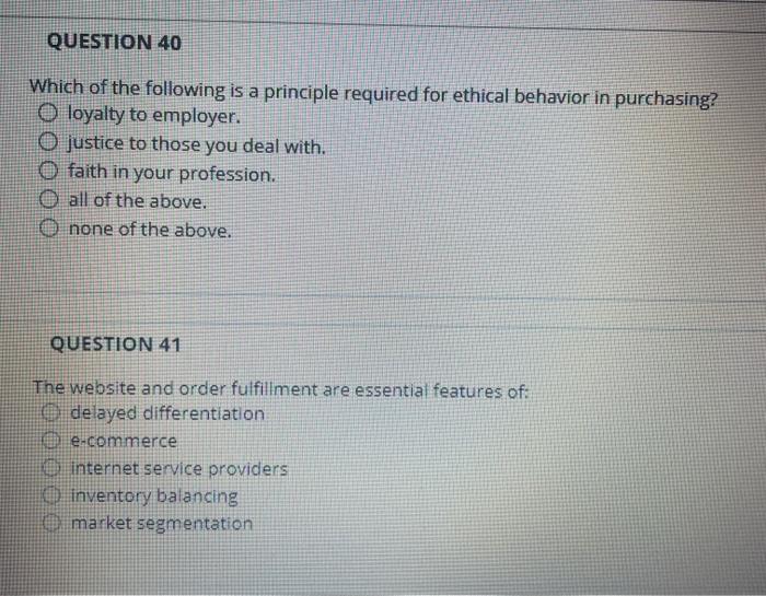 QUESTION 40 Which of the following is a principle