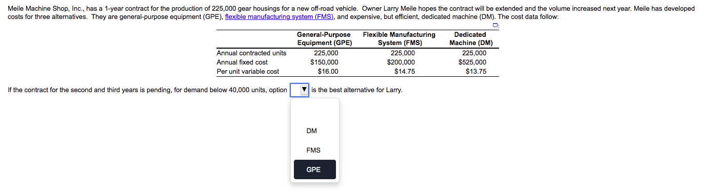 Meile Machine Shop, Inc., has a 1-year contract