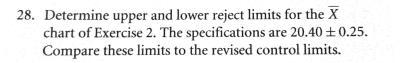 28. Determine upper and lower reject limits for