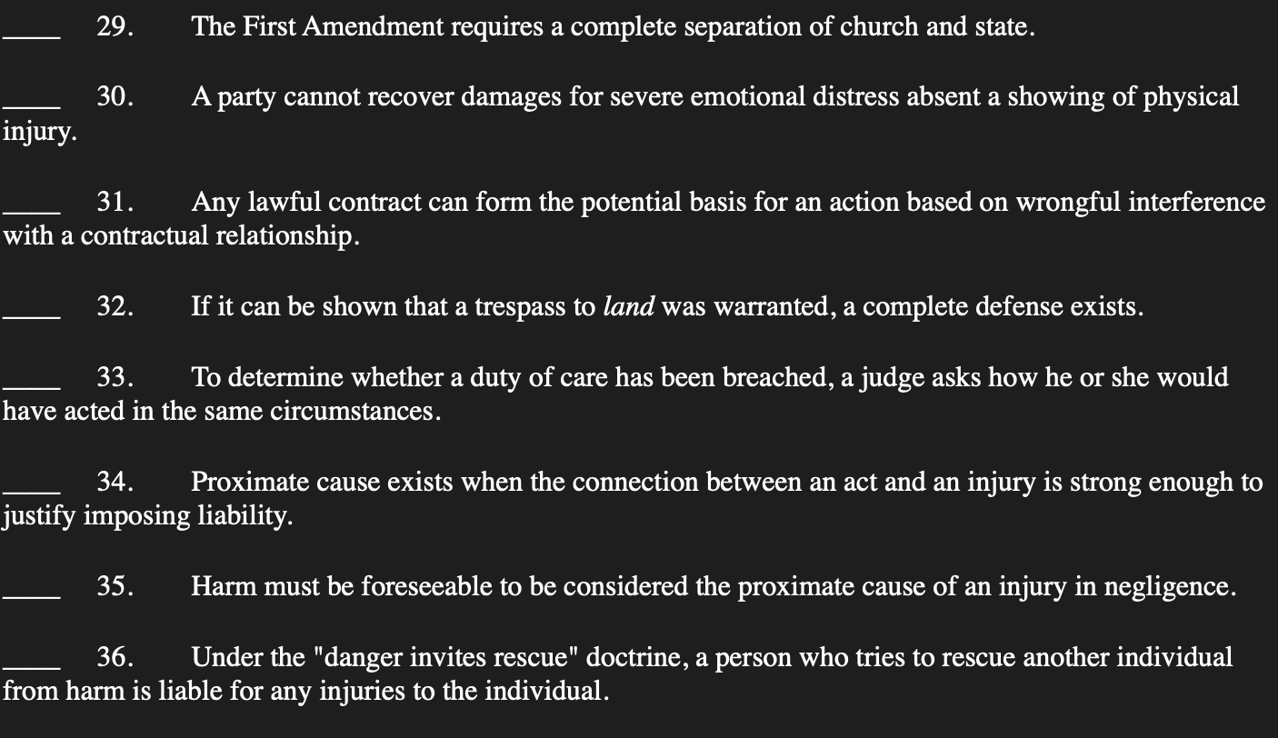 True or False The First Amendment requires a