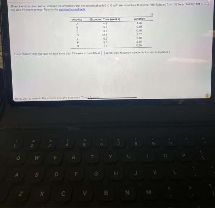 Given the information below, estimate the