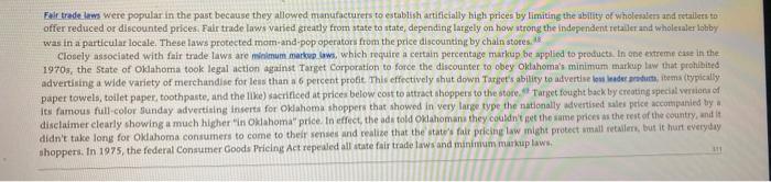 1. Most states have minimum markup laws Should