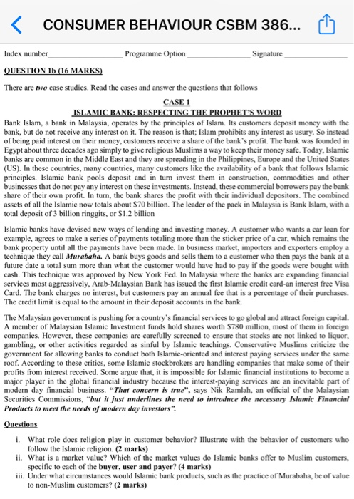 < CONSUMER BEHAVIOUR CSBM 386... Index number