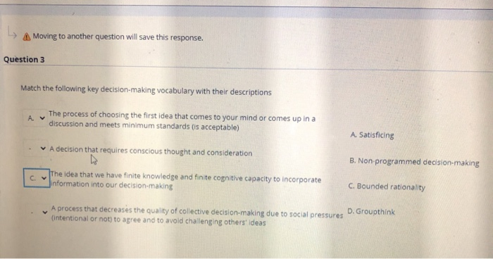 L A Moving to another question will save this