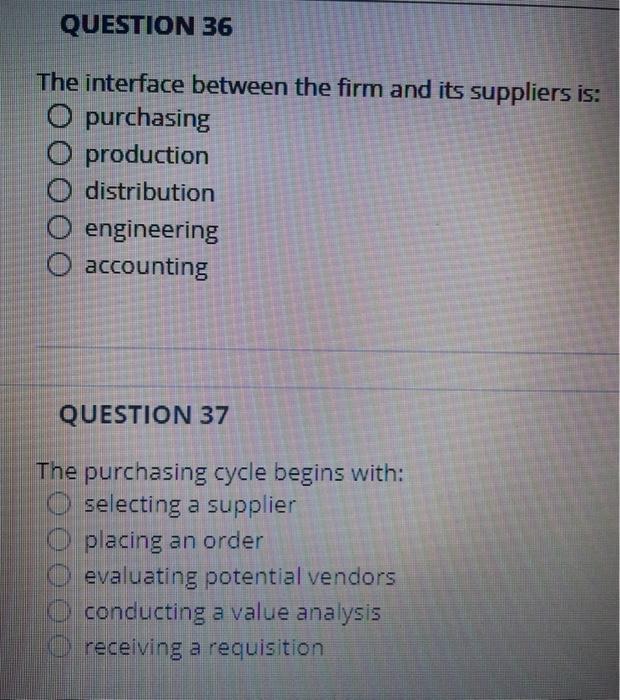 QUESTION 36 The interface between the firm and