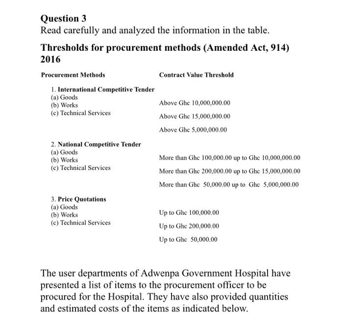 Answer Urgently needed Question 3 Read carefully