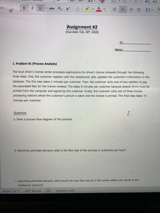 A BIU.abe XX A Aa A . = = EE 3E : $ Assignment #2