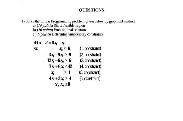 QUESTIONS st X 5 6 1) Solve the Linear