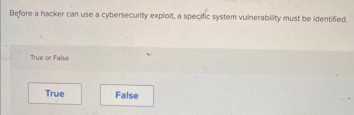 Before a hacker can use a cybersecurity exploit,