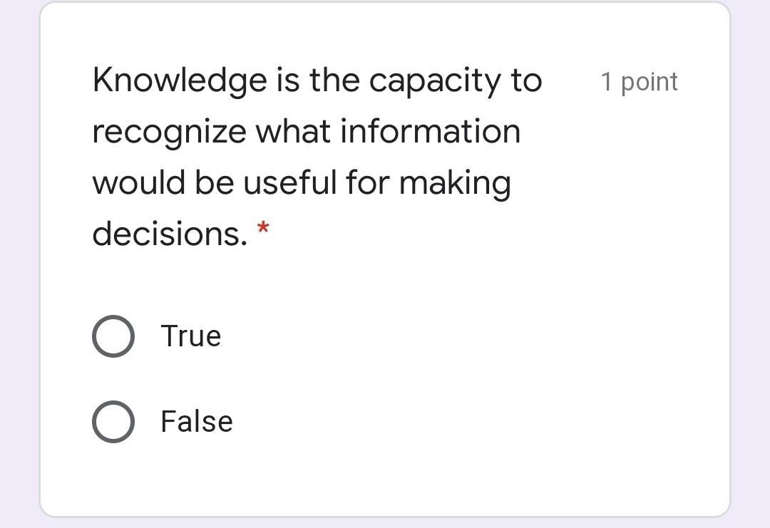 1 point Information is data processed into a