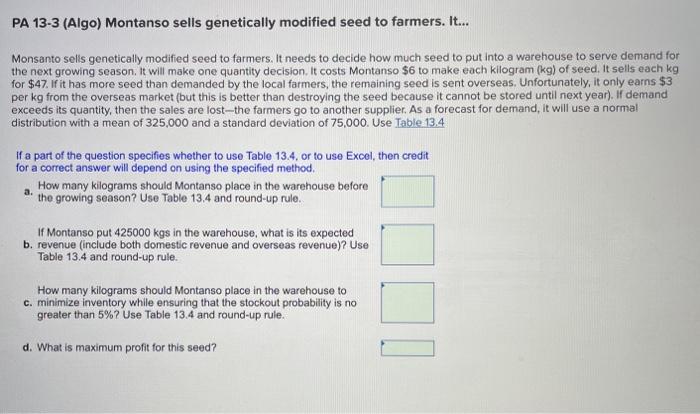 PA 13-3 (Algo) Montanso sells genetically