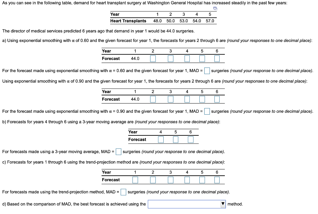 As you can see in the following table, demand for