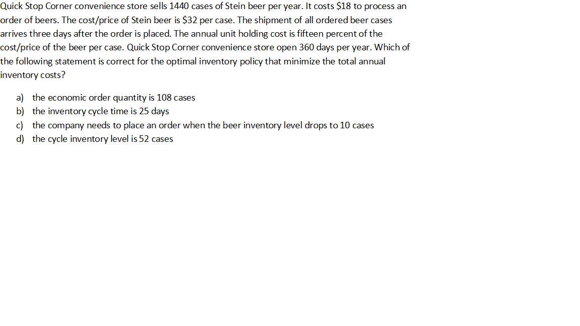 Quick Stop Corner convenience store sells 1440