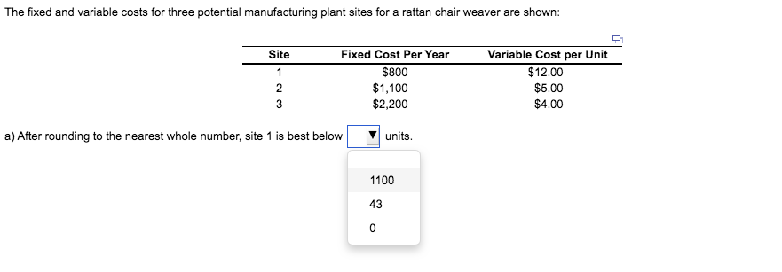 b) after rounding the nearest whole number, site