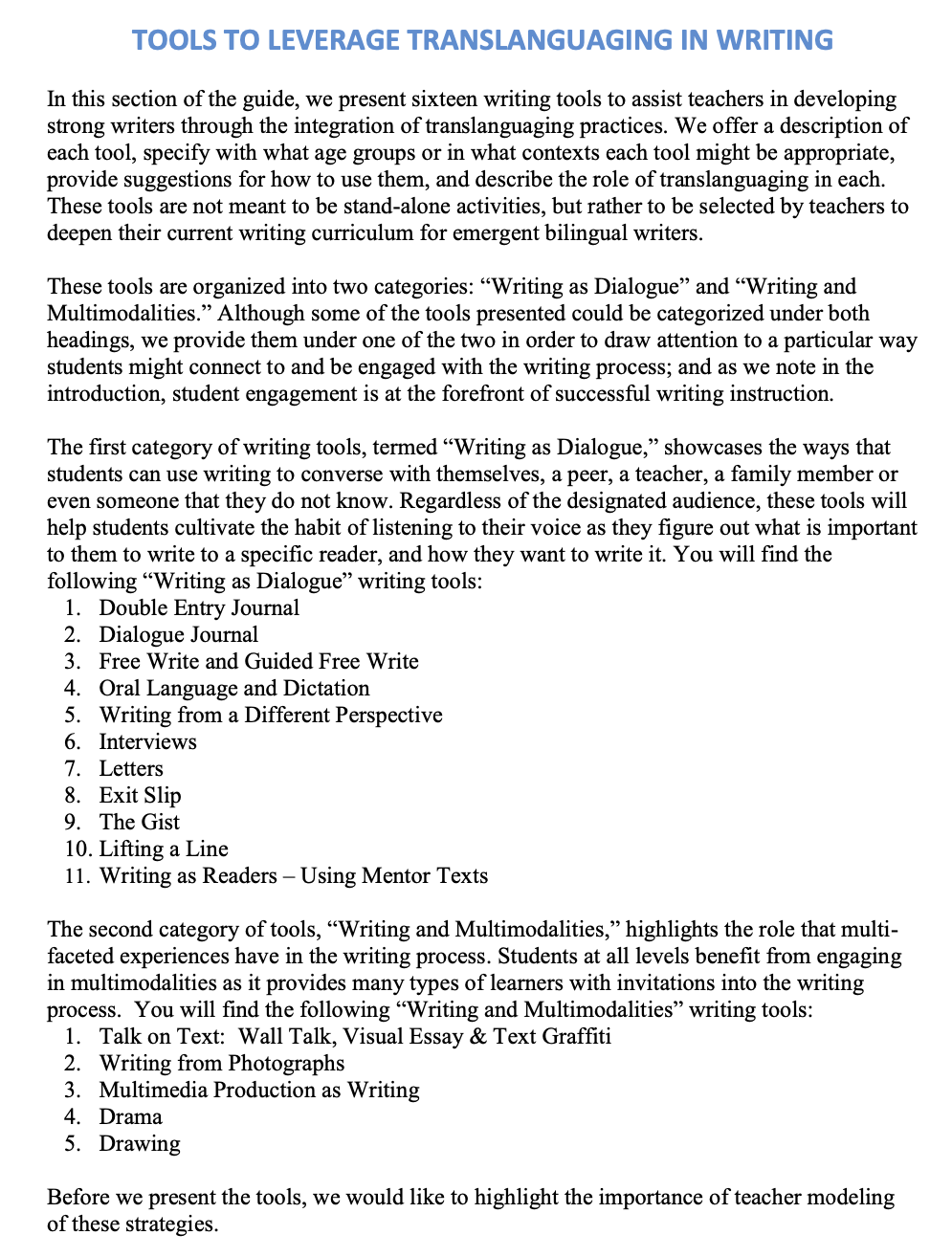 Question: How does the unit demonstrate/guide