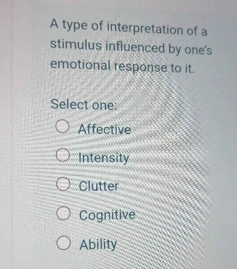A type of interpretation of a stimulus influenced