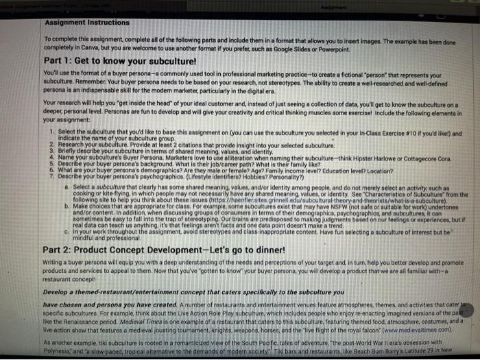 i need help finding a subculture and creating a