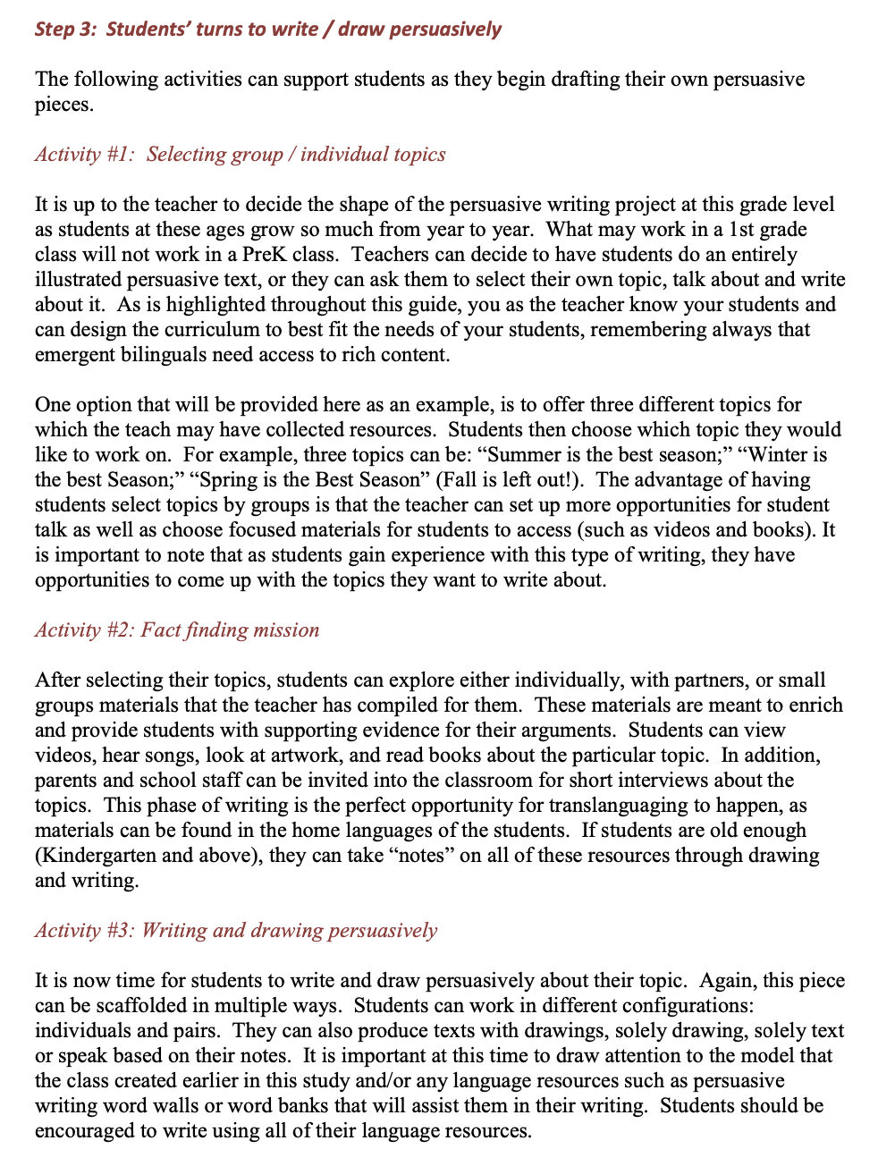 Question: How does the unit demonstrate/guide