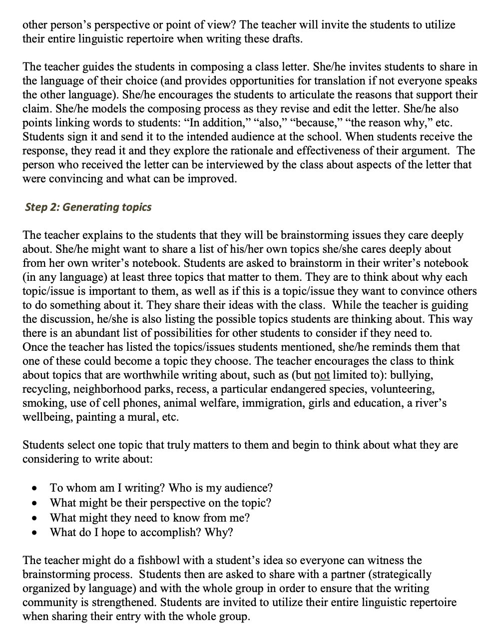 Question: How does the unit demonstrate/guide