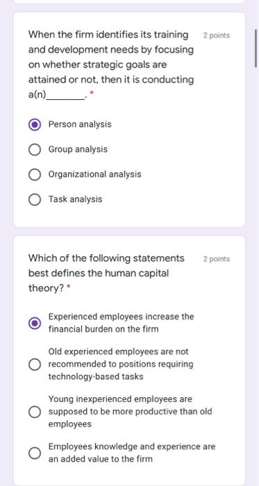 When the firm identifies its training 2 points