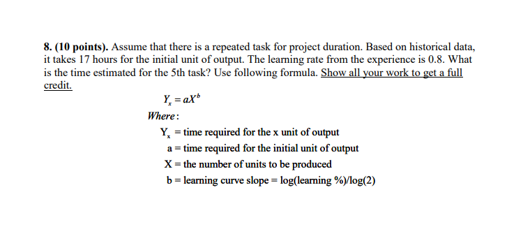 8. (10 points). Assume that there is a repeated