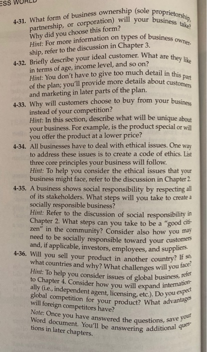 Business Plan Complete all items 4-29 through